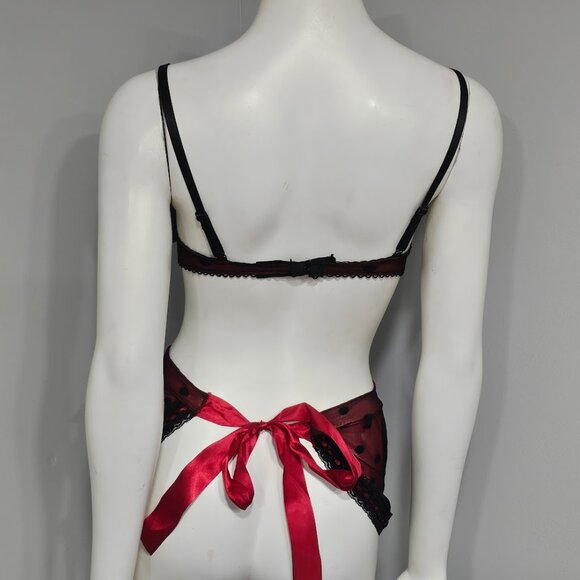 Rene Rofe French Maid Polka Dot Sheer Babydoll Apron Lingerie - Picture 3 of 10